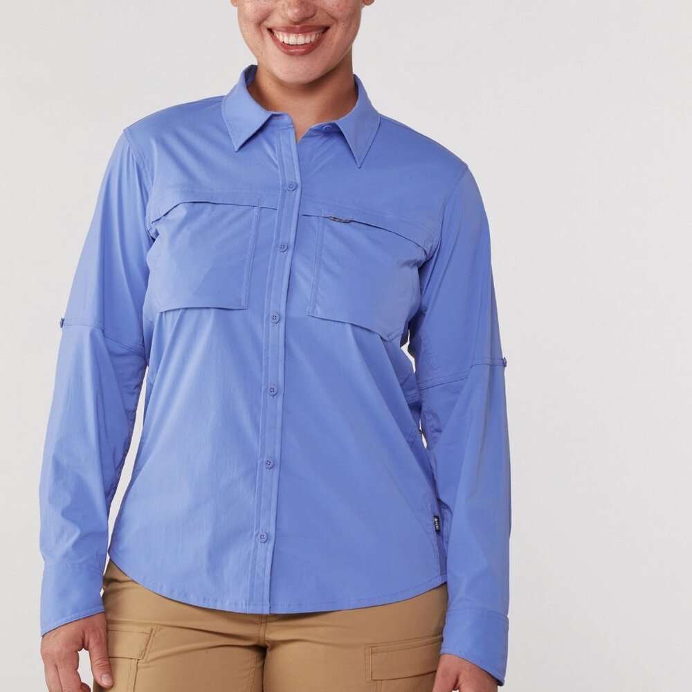 NEW REI Sahara Long-Sleeve Shirt NWT S Purple Hiking Trail Vented UPF 50